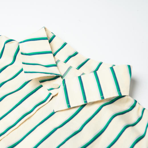 谜底条纹衬衫短袖女2025夏款复古文艺短款宽松百搭衬衣257MC7846 商品图3