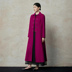 【林栖设计小店】姹紫嫣红绵羊毛双面呢新中式盘扣2025秋冬新款外套女1953131