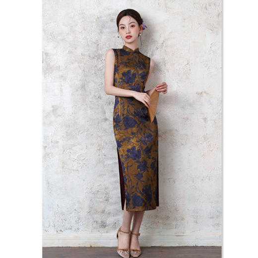 改良新中式长款无袖圆襟旗袍2025夏季新款修身时尚日常旗袍 商品图3