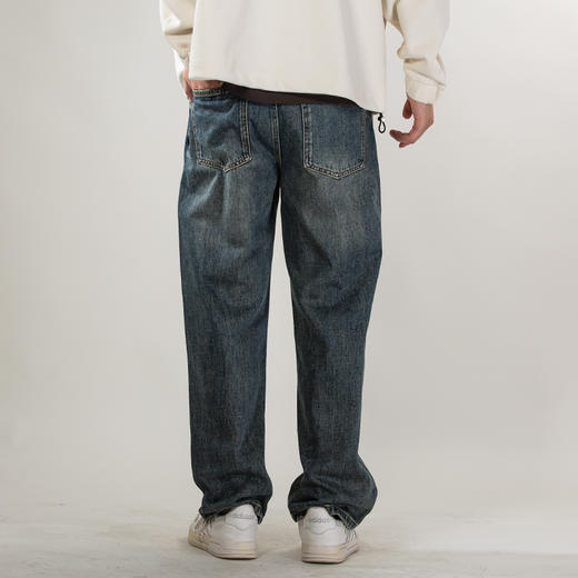 DRONKOO 2025 正常腰右口袋小织唛数字6中厚牛仔长裤 商品图3