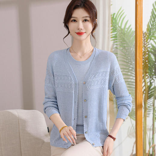 W018-9058-100-168中年妈妈春秋装毛衣洋气两件套打底上衣2025新款中老年针织衫女装 商品图0