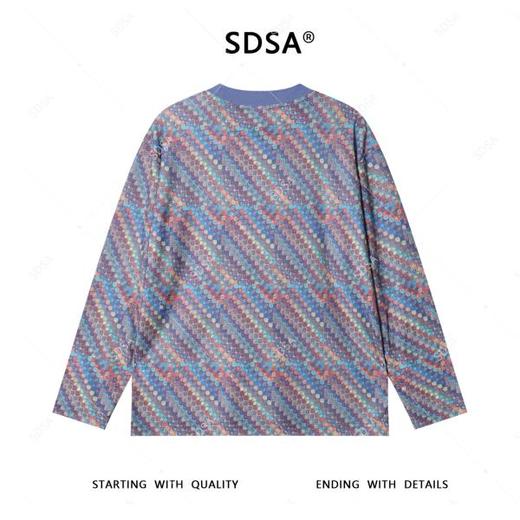 T4592SDSA男士长袖t恤2025新款轻奢痞帅男装简约撞色斜纹圆领长袖T恤 商品图5