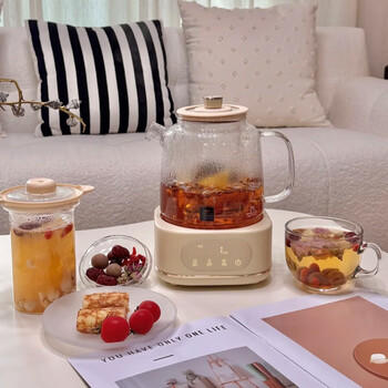 WORLD KITCHEN康宁1.2L全玻璃养生壶恒温壶多功能办公室煮茶器烧水壶0胶和0拼接 顶配款【玻璃壶+茶漏+炖盅】 /家用电器 /厨房小电 /养生壶 商品图4