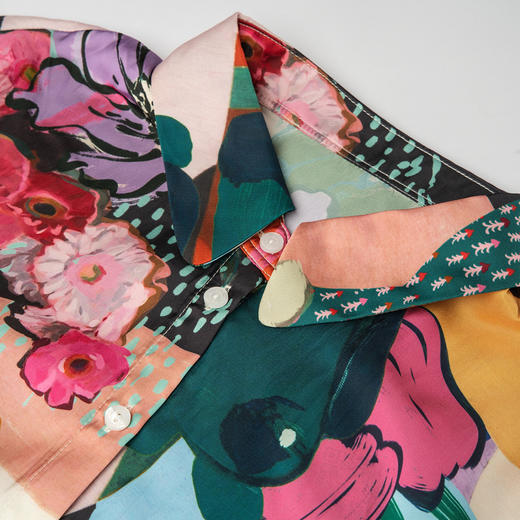 谜底花色衬衫七分袖女2025秋新款复古印花柔软亲肤衬衣257MC7850 商品图3