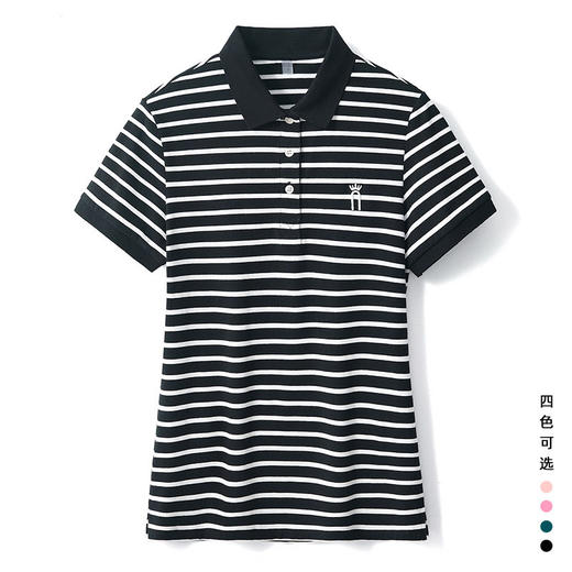 雀说3D立体刺绣基本款纽扣翻领POLO领女士POLO衫AL203307 商品图1