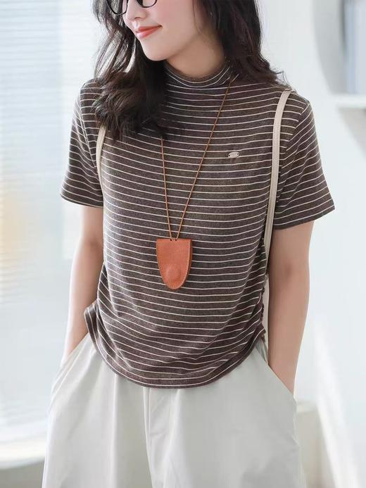 雀说半高领休闲百搭宽松显瘦打底衫T恤AL13097 商品图6