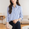 KQL 627T8333纯色简约条纹衬衫长袖宽松显瘦打底衬衣 商品缩略图5