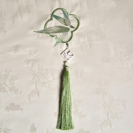 多喜爱 全棉提花四件套 如玉/成竹/缪丽/缪斯/瑞芙丽hl【高密全棉】【提花工艺】【国风刺绣】流苏挂饰 轻奢礼盒 商品图5