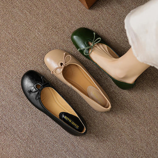 【预售5天】浅口单鞋圆头蝴蝶结通勤，软底软面平底鞋OFSM&OFSM6897 商品图3