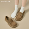 【限时秒杀】西遇厚底勃肯鞋女新款秋季复古一脚蹬豆豆鞋棕色乐福鞋袋鼠鞋V1857086 商品缩略图2