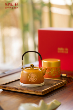 朱炳仁铜贵人相助茶礼套装