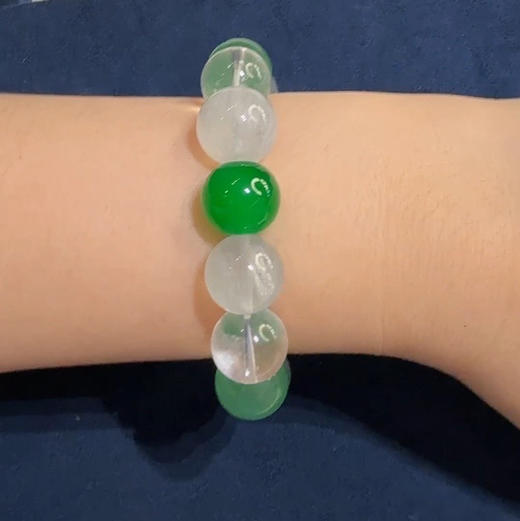 GAONAS非金属玻璃手链 雪中春信时尚清丽贵气白绿色手链11607SG 商品图2