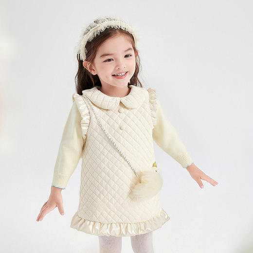 笛莎Deesha 童装女童连衣裙2025冬新款女童甜美娃娃领小A版绗棉背心裙 商品图1