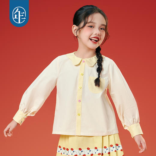 年衣童装女童衬衫25秋季新款长袖娃娃衫新中式好好穿衬衫 商品图0