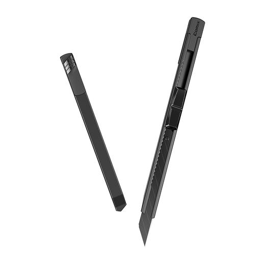 齐心小美工刀 裁纸刀经典金属黑刃美工刀刻刀拆快递小刀袖珍便携 9mm 黑色 1把 商品图1