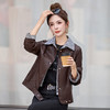 假两件皮衣外套女2025秋季新款设计感拼接气质条纹皮夹克上衣 商品缩略图3