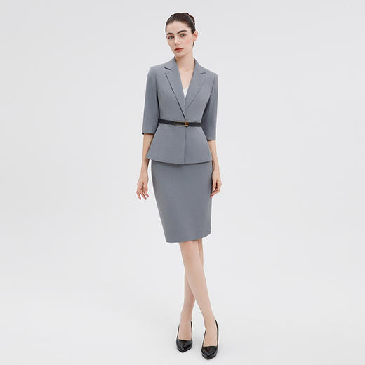 IWY/七分袖灰色西装套裙女初秋案场客服接待职业装气质干练正装 商品图3
