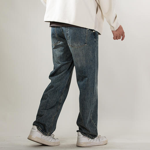 DRONKOO 2025 正常腰右口袋小织唛数字6中厚牛仔长裤 商品图2