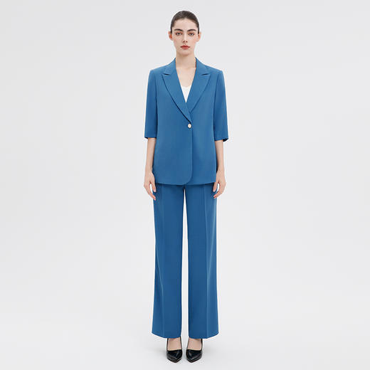 IWY/气质孔雀蓝西装套装休闲宽松主持人上镜职业装酒店经理正装 商品图2