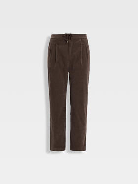 callisto雪茄棕细条灯芯绒微直筒休闲裤