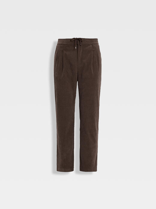 callisto雪茄棕细条灯芯绒微直筒休闲裤 商品图0