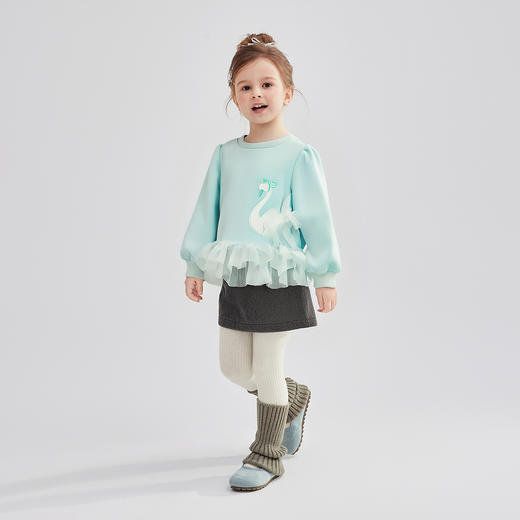 笛莎Deesha 童装女童卫衣2025冬新款女童公主风小天鹅网纱拼接卫衣 商品图2