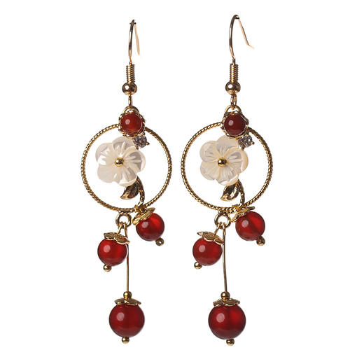 SL12142pt耳环气质长款韩国百搭个性女复古超仙玛瑙耳坠夸张耳饰民族风耳夹 商品图3