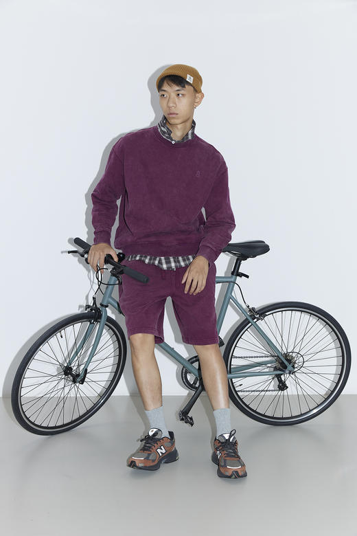 吃茶去chichaqu25重磅洗褪做旧圆领卫衣复古宽松街头休闲运动 商品图1