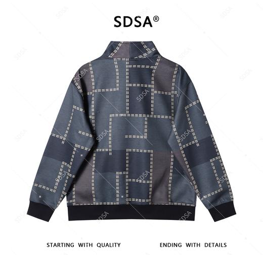 WT204SDSA男士2025新款轻奢痞帅男装撞色不规则图形半拉链立领卫衣百搭 商品图5