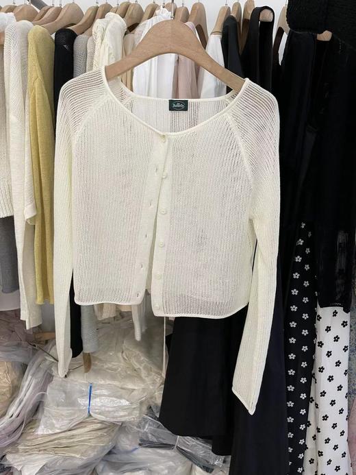 丁摩 天丝亚麻防晒外搭精致镂空冰丝休闲慵懒薄款微透针织开衫女5ZF-5188 商品图8