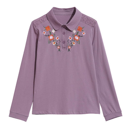 百媚生 棉质刺绣长袖T恤高级感小众6955 商品图4