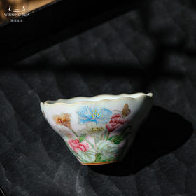 问鼎汝瓷鼎峰系列月白老款花口杯（蝶恋花）