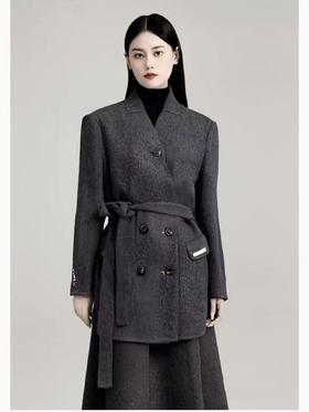 【高端系列】手工定制3246款100%羊毛气质双面尼中款大衣-喜出