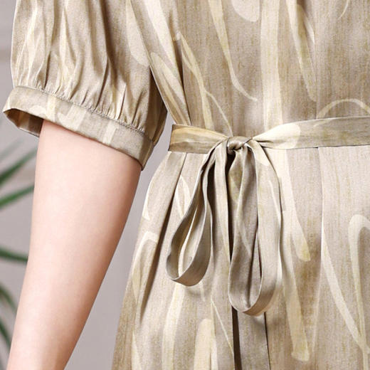 丁摩 真丝连衣裙女装夏季新款缎面优雅宽松收腰气质真丝A字潮裙子5ZF-8562 商品图3