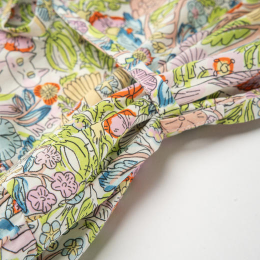 谜底碎花连衣裙长袖2025秋新款复古田园风V领长裙配腰带257ML7841 商品图3