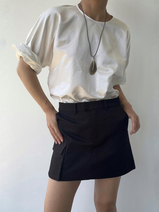 VC｜SS25112 Udo rolled up top  [短袖上衣 白 / 黑 ] 商品图0
