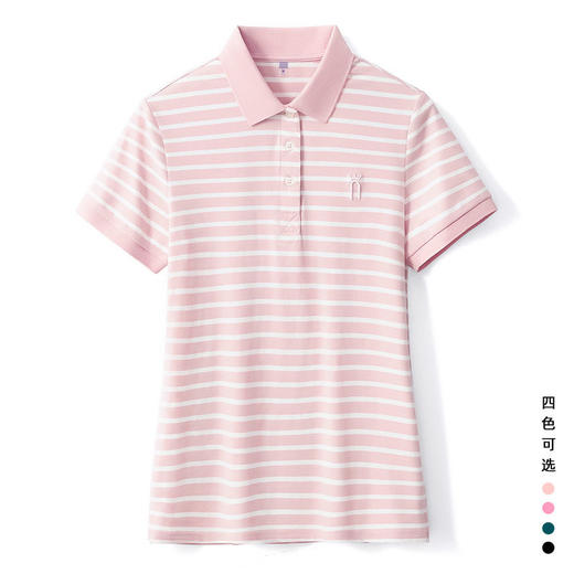 雀说3D立体刺绣基本款纽扣翻领POLO领女士POLO衫AL203307 商品图2