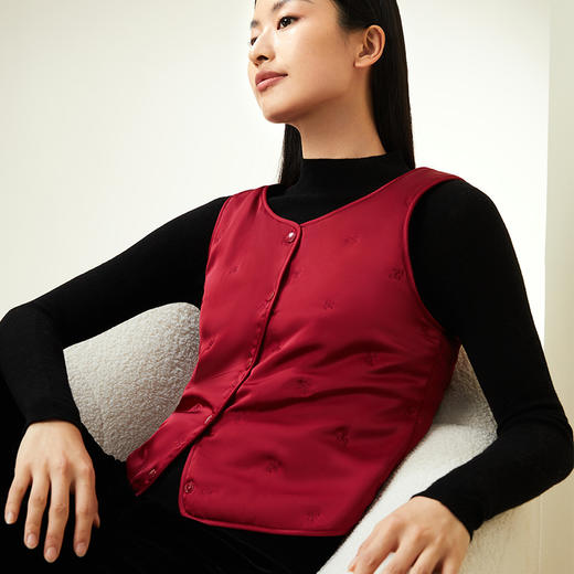 金三塔100%桑蚕丝填充保暖长袖棉袄女保暖背心马甲秋冬丝绵外套 NSF9D731/NSFAD733 商品图3
