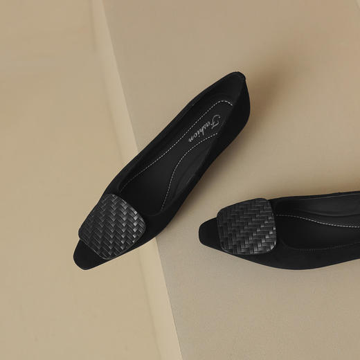 【预售5天】羊反绒！简约时尚内增高浅口单鞋，小方头真皮小皮鞋YS&7257 商品图3