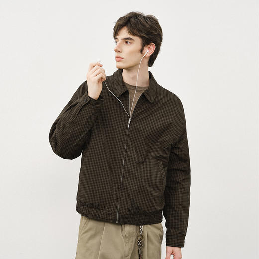 714street美式复古格子外套男2025秋冬款哈灵顿夹克boxy版型棉服 商品图0