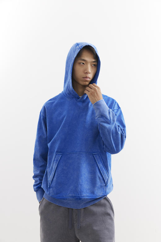 吃茶去chichaqu25重磅洗褪做旧带帽拉链卫衣复古宽松街头休闲运动 商品图2