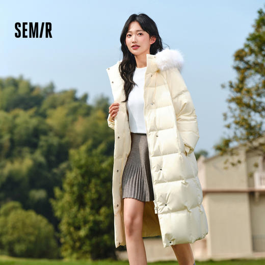 森马羽绒服女长款毛领连帽保暖宽松2024新款冬季三防防风外套百搭 商品图1