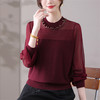 针织衫女装2025春秋新款网纱拼接长袖T恤女宽松显瘦打底衫上衣薄 商品缩略图2