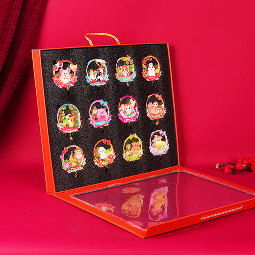 【十二生肖金属冰箱贴】流沙吊坠磁贴工艺品文创旅游纪念品高档礼盒套装 商品图2