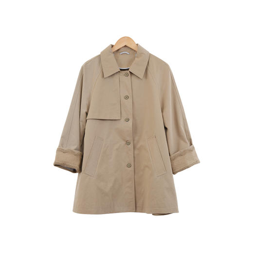 DH25GC866003小个子定制日系简约松弛感拼接袖口绣花单排扣休闲风衣RJ029 商品图3