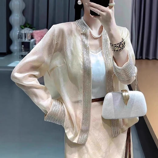 雀说新中式国风女装减龄新款轻薄衬衫轻奢重工防晒衫上衣AL 商品图1