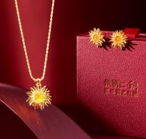 朱炳仁铜一路向阳耳钉项链 商品图2