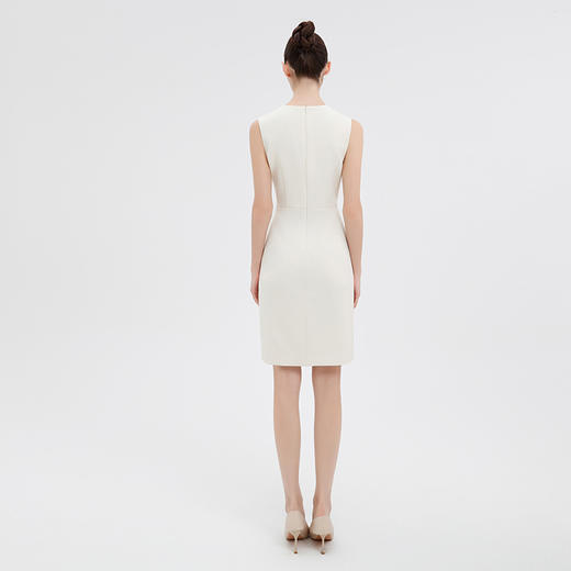 IWY/气质无袖收腰连衣裙女新款米白色医美接待工作服职业裙Q15206 商品图4