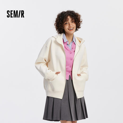 森柔棉|商场同款森马外套女纯色宽松慵懒2025秋新款连帽夹克休闲 商品图1