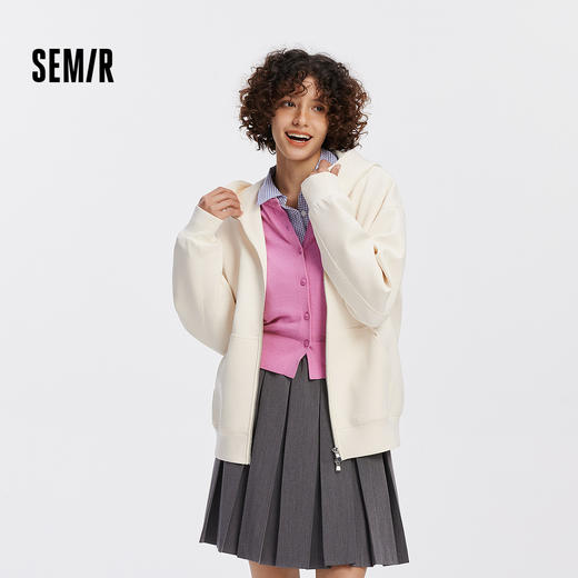 森柔棉|商场同款森马外套女纯色宽松慵懒2025秋新款连帽夹克休闲 商品图0